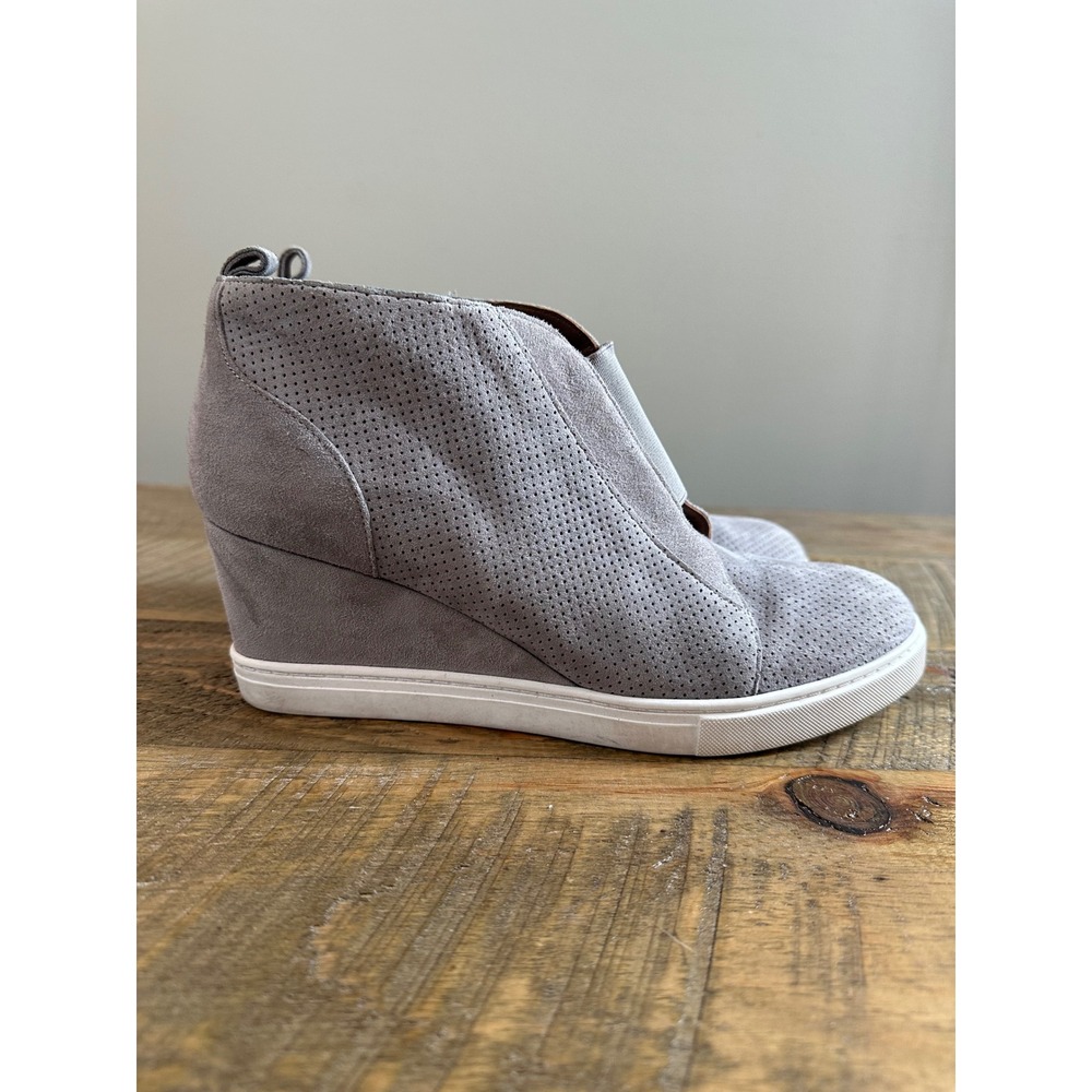 Linea Paolo Felicia Women's Gray‎ Rock Perforated Wedge Sneaker Booties Size 9